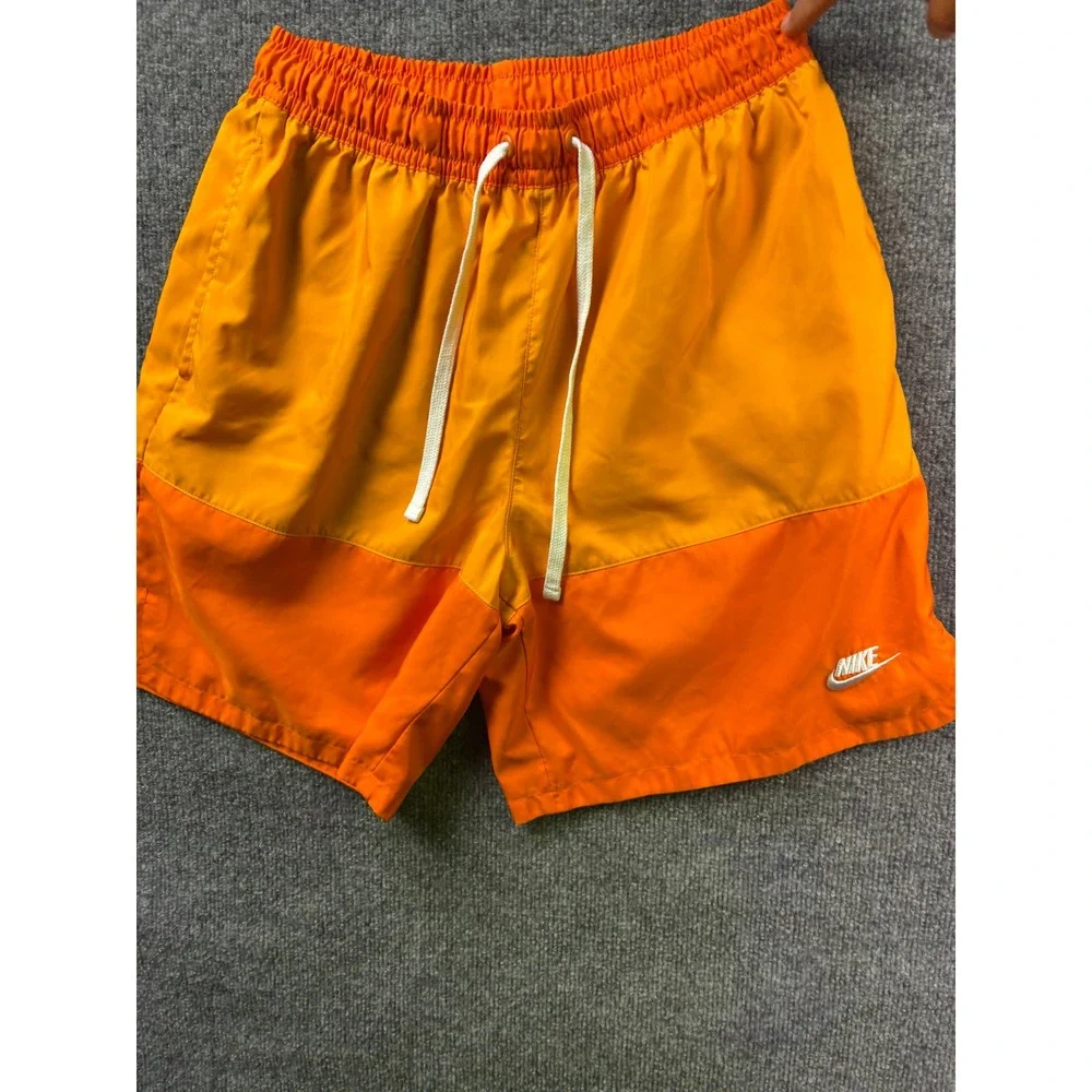 Nike Swim Trunks Mens Medium Orange Colorblock Mesh‎ Lined Board Shorts